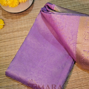 Kanchi Silk Saree in Soft Lavender with Gold Zari Border