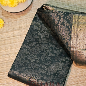 Kanchipuram Pattu Silk Saree in Deep Bottle Green with Antique Gold Zari