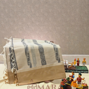 Kanchi Cotton Saree in Soft Beige with Traditional Motifs